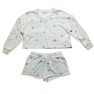 Hippie Rose Star Pajama Set Gray Women's Medium Lounge Celestial